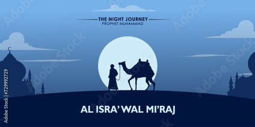 isra miraj, concept in flat design. posters, social media, and banners 
