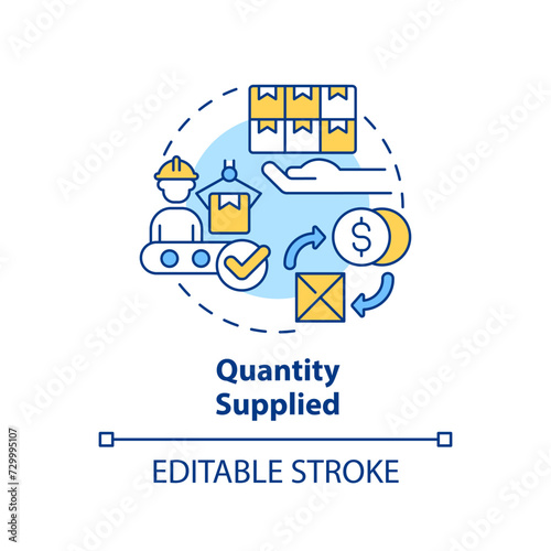 Quantity supplies multi color concept icon. Specific amount of products for selling at given price. Round shape line illustration. Abstract idea. Graphic design. Easy to use in brochure marketing