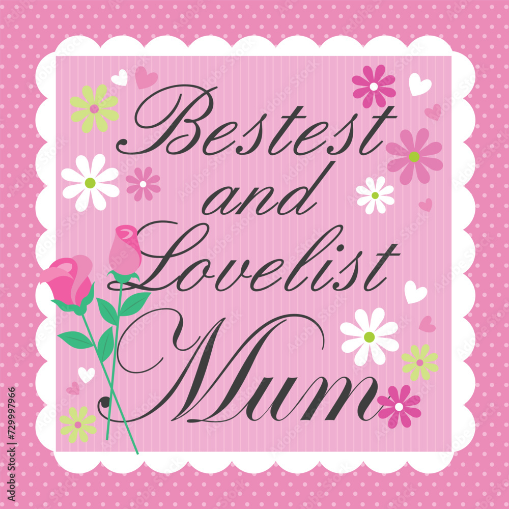 Happy mother's day design with lettering and flowers