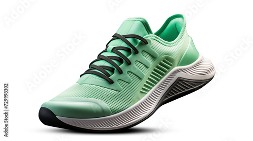 green sport shoes on transparent background
