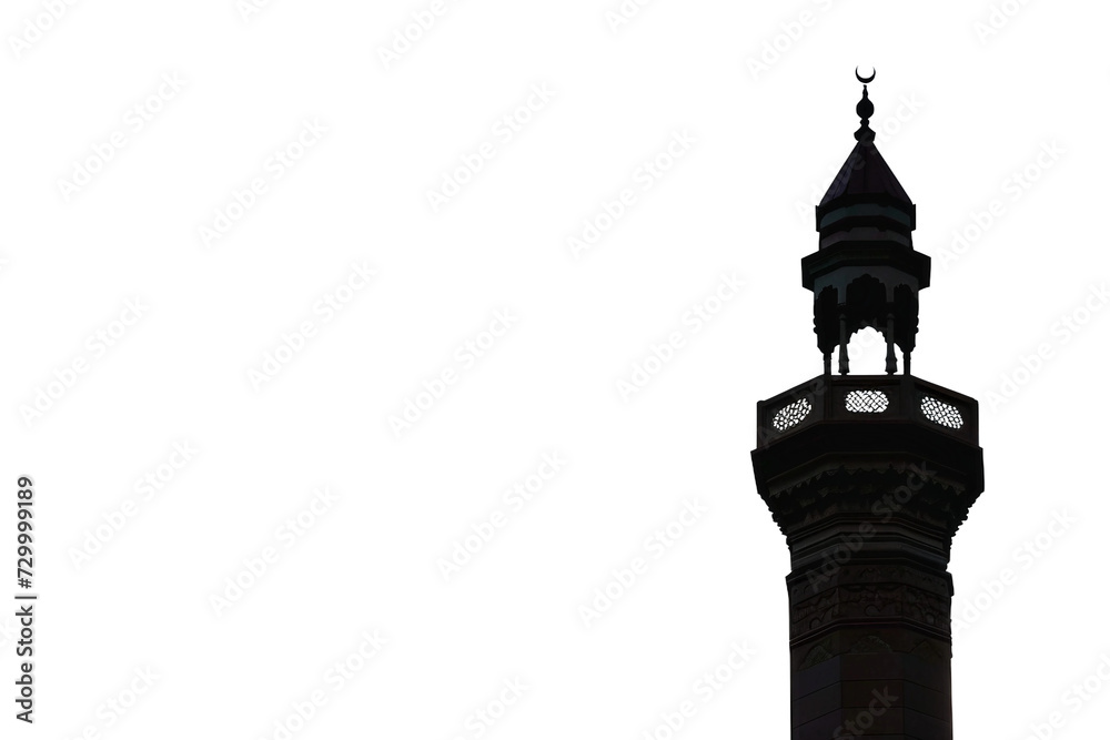 Minaret Soaring in Clear Sky on Transparent Background, PNG, Generative Ai