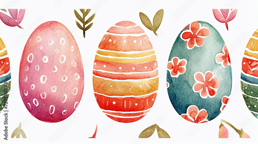 Fototapeta premium Graphic representation of painted Easter eggs. Generative Ai.