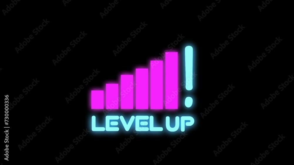 animated level up symbol neon text animated level up symbol neon text