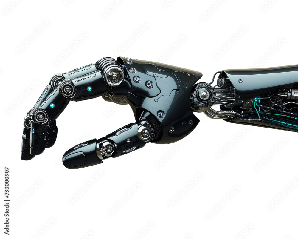 Black robot hand isolated on transparent background Black robot hand isolated on transparent background