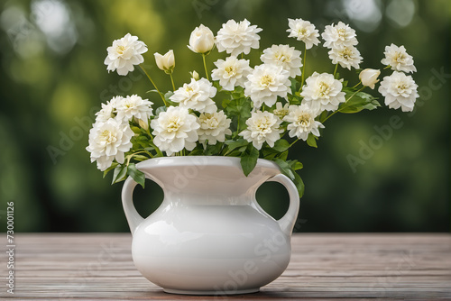 Elegant and exquisite white flower vase potted plants in classic light and dark tones