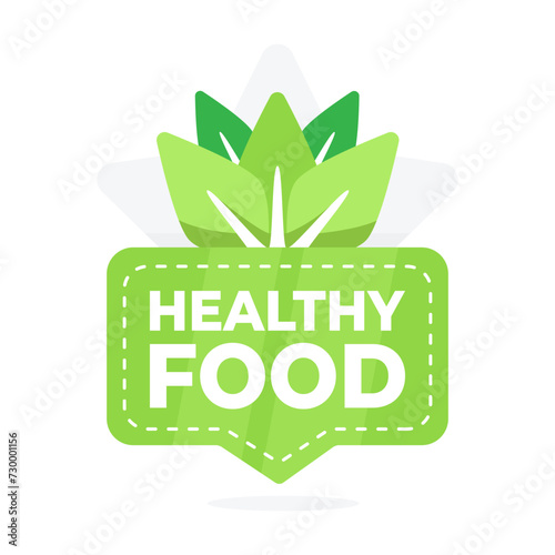 Bright healthy food sign with leaf imagery promoting nutritional choices and wellness