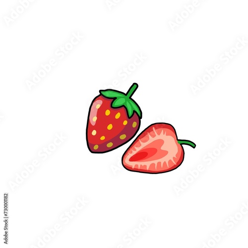 vector illustration of cartoon strawberry in red
