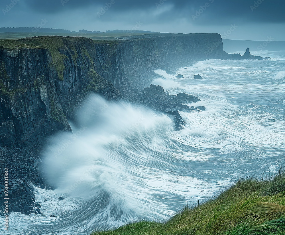 rocky cliffs and rocky beaches. AI generative. rocky cliffs and rocky beaches. AI generative.