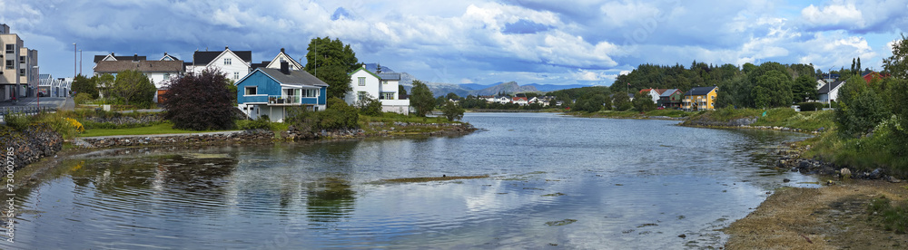 Panoramic view of Bronnoysund in Norway, Europe
