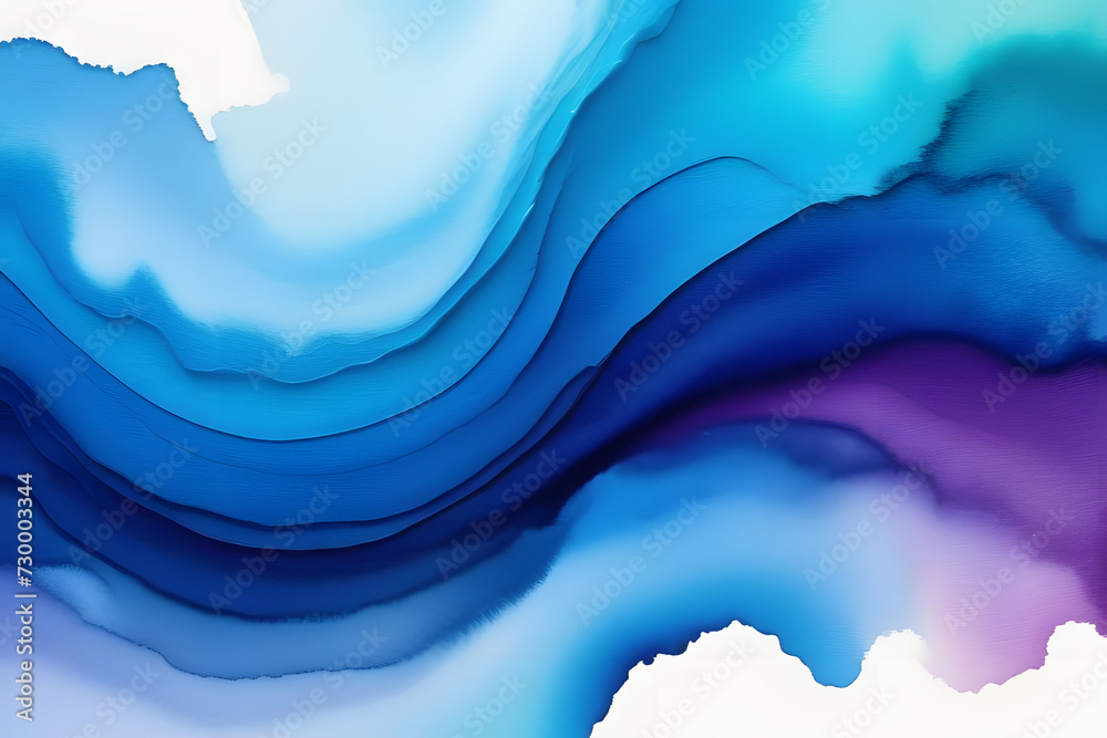 Blue and purple abstract watercolor painting.