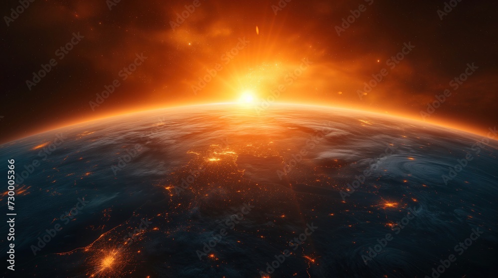 Planet earth from space and rising sun Planet earth from space and rising sun