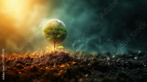earth attacked by greenhouse effect in air pollution, Earth Pollution and Global Warming, environment concept