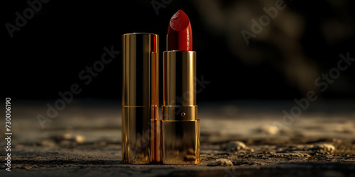 Lipstick: Luxurious gold bullet casing with a blank label photo