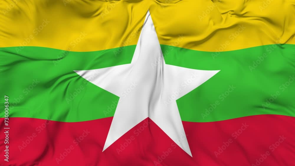 A beautiful view of the Myanmar flag video. 3d flag-waving video. Myanmar flag 4K resolution.