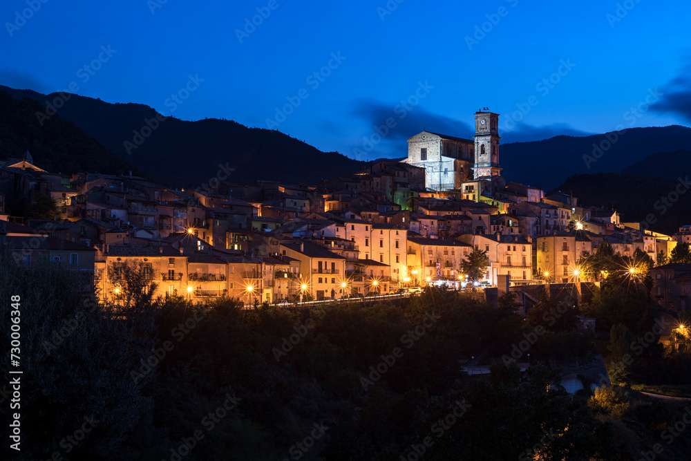 San Fili, Cosenza district, Calabria, Italy, view of the village with the church of Santissima Annunziata