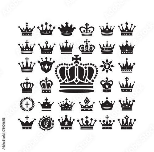 King crown icon silhouette set crown symbols collection vector illustration design