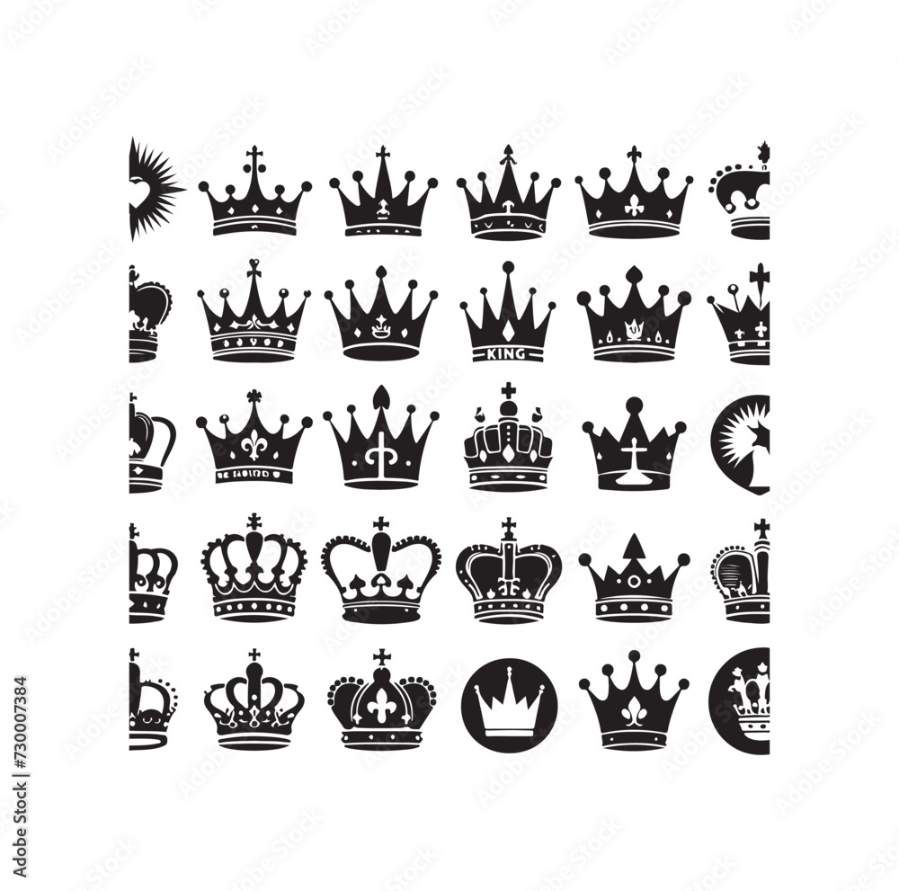 King crown icon silhouette set crown symbols collection vector illustration design King crown icon silhouette set crown symbols collection vector illustration design