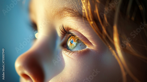 close up of eye, hopeful, innocence. Generative Ai.
