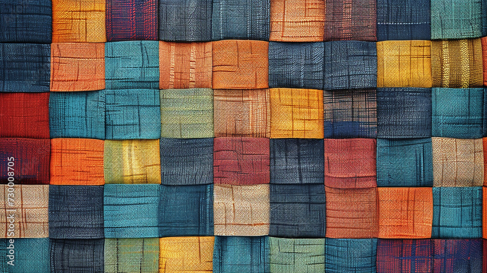 grid pattern fabric, top view. Generative Ai.