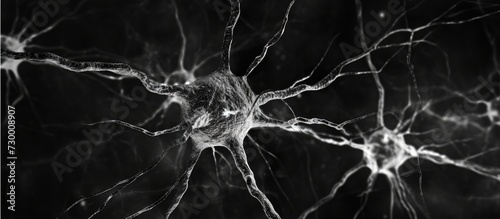 Apical dendrite structure of cortical pyramidal neurons with spines and bifurcation revealed by Golgi silver chromate technique. photo