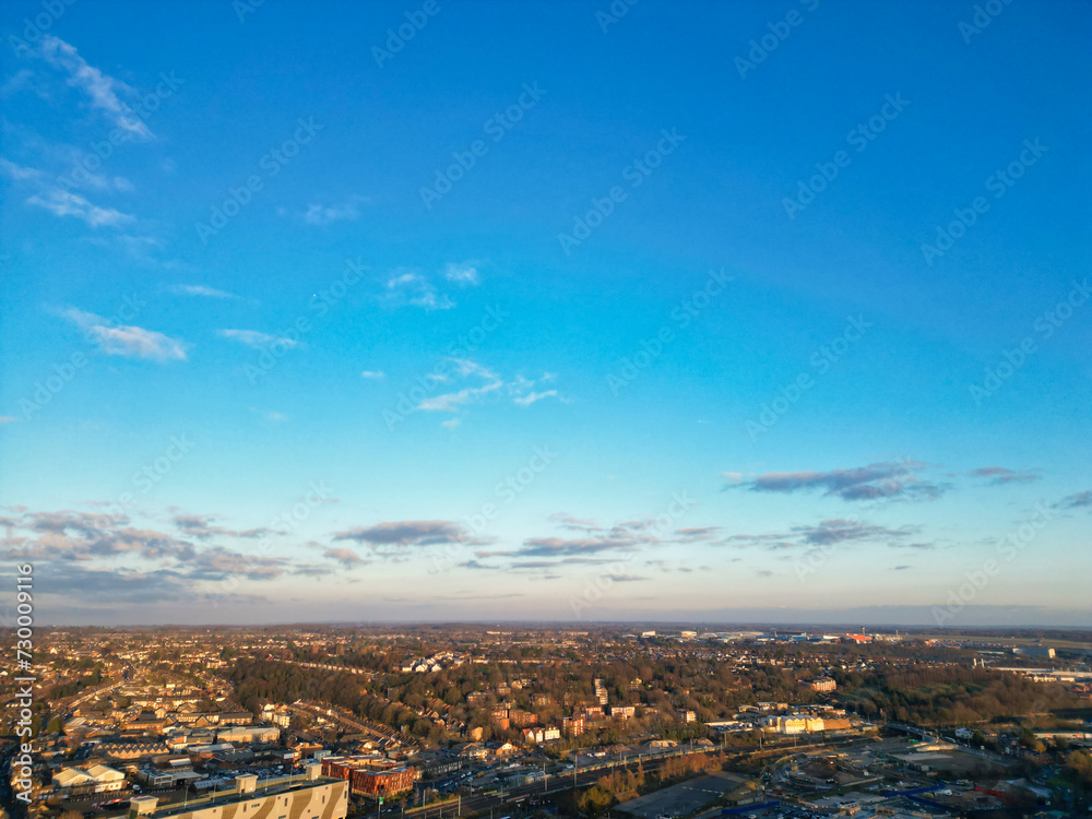 High Angle View of Downtown Buildings at Central Luton City of England UK. December 1st, 2023