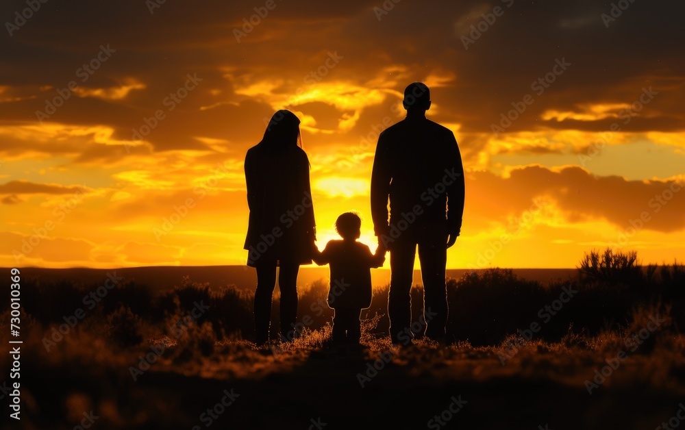 Family Silhouette at Sunset