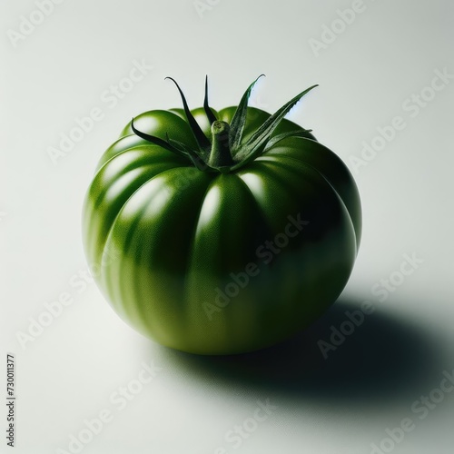 green tomato on a white 