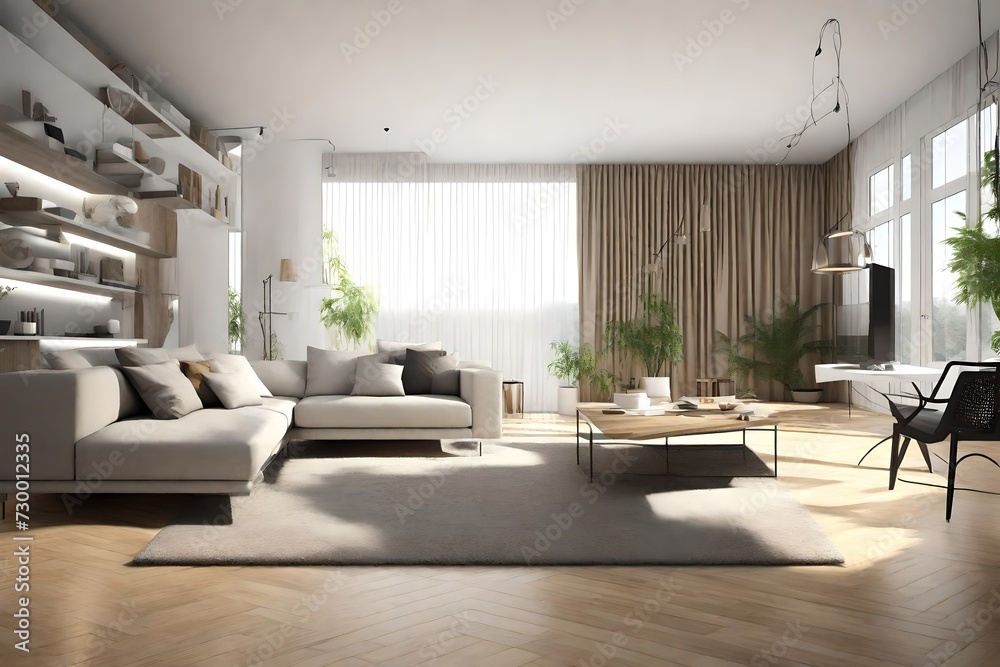 Modern interior design (privat apartment 3d rendering)