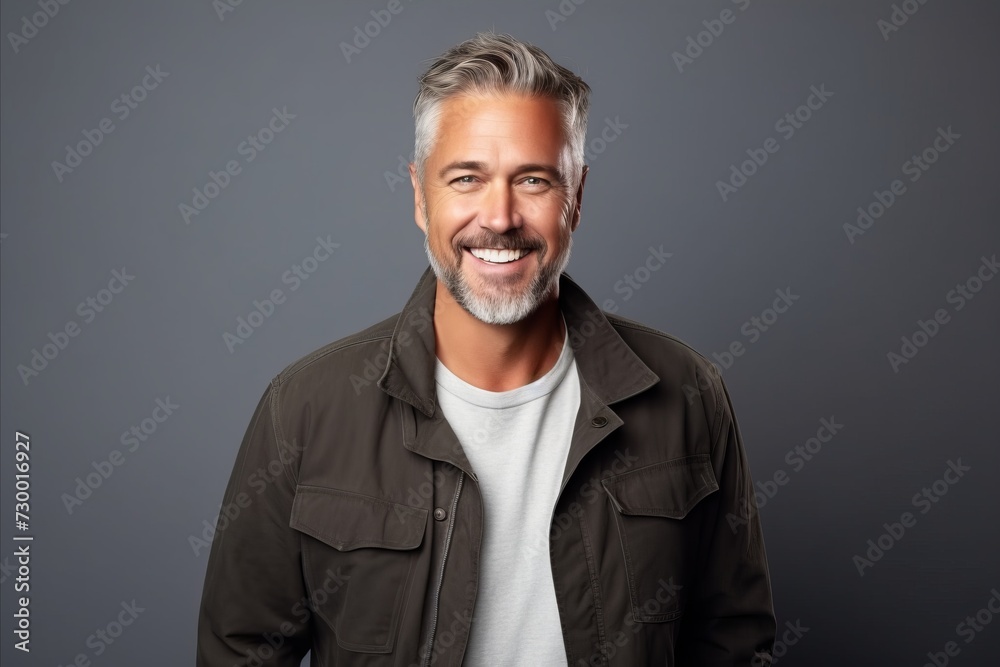 Handsome middle-aged man with grey hair and beard. Handsome middle-aged man with grey hair and beard.