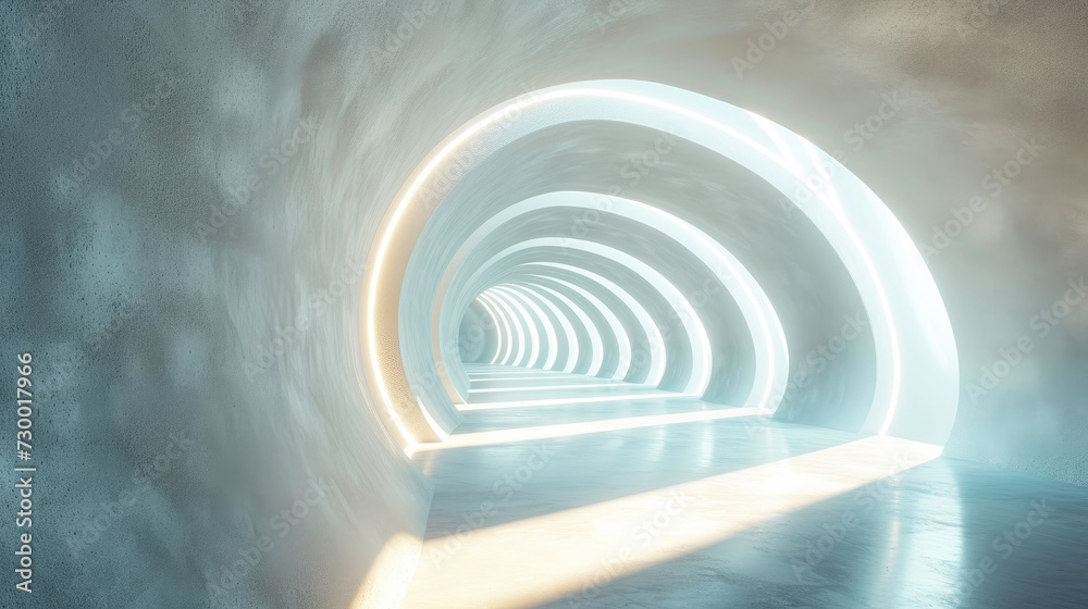 Fototapeta premium Illuminated Curves: Bright Tunnel Path