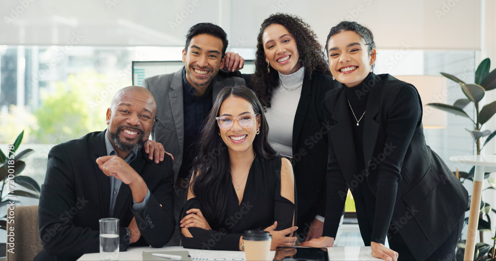 © Felix/peopleimages.com - Face, video call and business people with planning, meeting and cooperation with network, legal aid and brainstorming. Portrait, group and staff with online chatting, virtual conference and lawyers