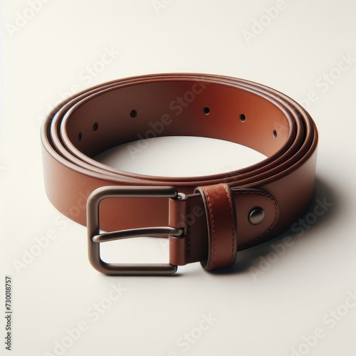 brown leather belt isolated white 