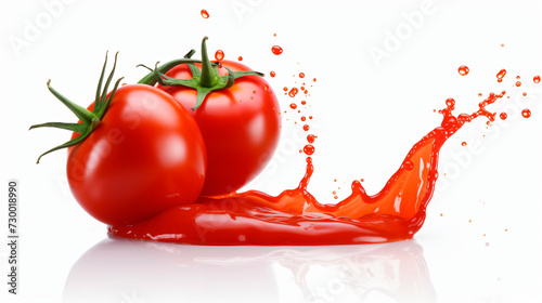 Tomato sauce or ketchup splash isolated on white