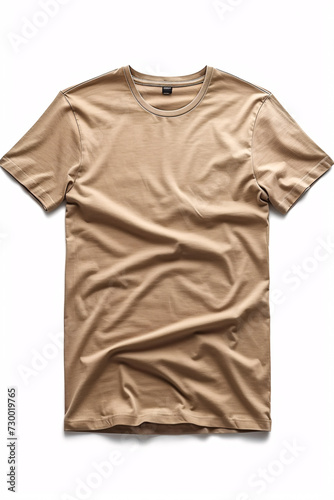 Striking Tees Presentation, Beige Brown Color T Shirt Elevate Your Brand with Impeccable Logo Mockup on Male & Female Shirts