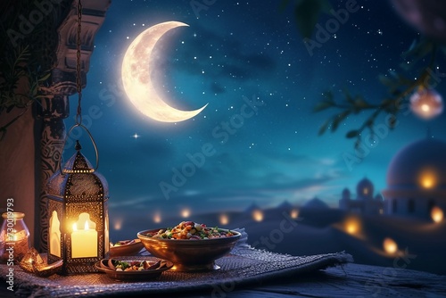 A Creative Eid Poster with a Harmonious Composition. Ramadan Mubarak