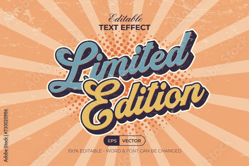 Vintage Text Effect Limited Edition. Editable Text Effect. photo
