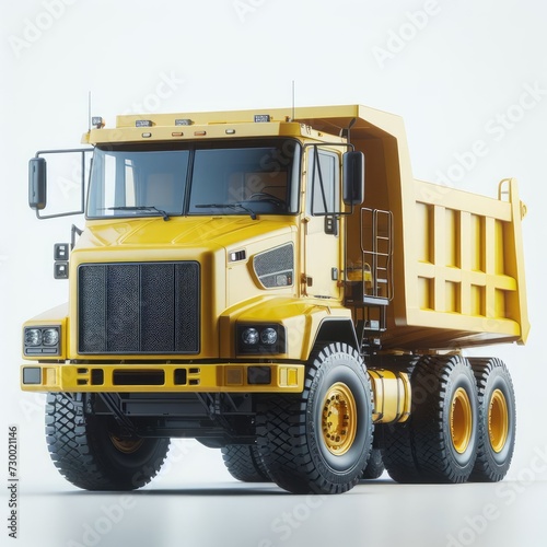 yellow truck on the road on white background 