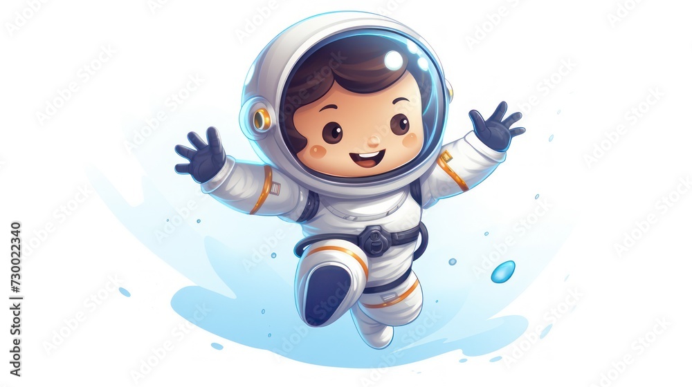 Illustration of an astronaut in space, children's costume astronaut suit and helmet, the theme of knowledge and education. White background illustration. Illustration of an astronaut in space, children's costume astronaut suit and helmet, the theme of knowledge and education. White background illustration.