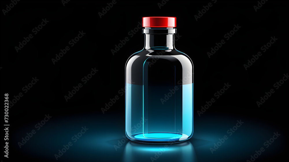 medicine bottle isolated on a black background. with black copy space. medicine bottle isolated on a black background. with black copy space.
