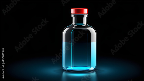 medicine bottle isolated on a black background. with black copy space.