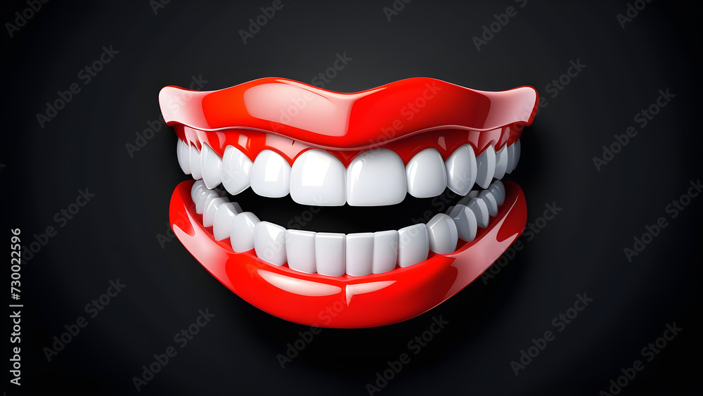 mouth teeth isolated on a black background. with black copy space. mouth teeth isolated on a black background. with black copy space.
