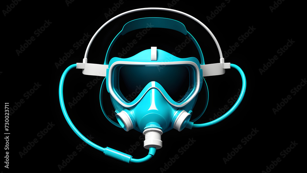 3d oxygen mask icon clipart. isolated on a black background. with black copy space. 3d oxygen mask icon clipart. isolated on a black background. with black copy space.
