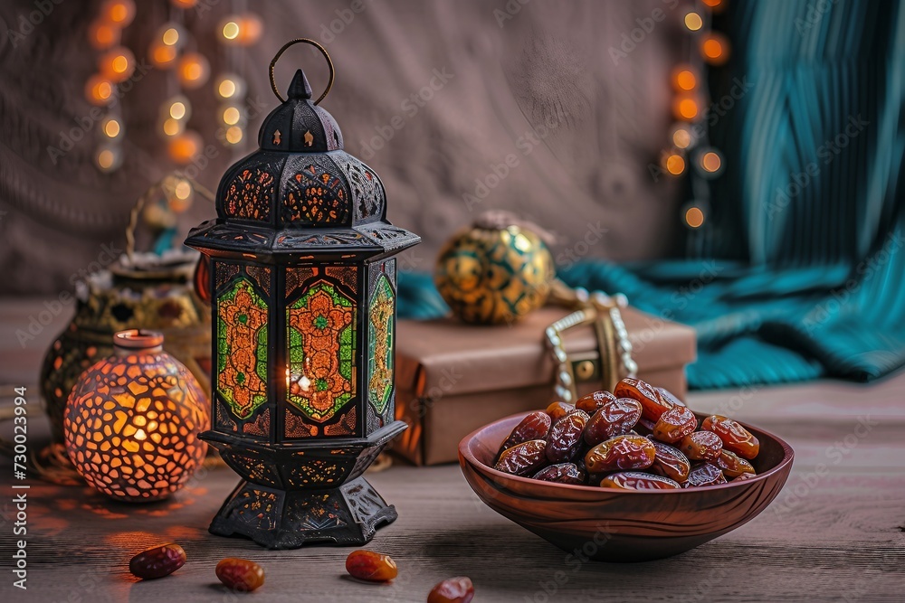 Eid Festivities: Traditional Egyptian Celebration Photo date fruits. Ramadan Mubarak