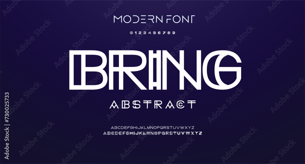 Double line monogram alphabet and tech fonts. Lines font regular uppercase and lowercase. Vector illustration.