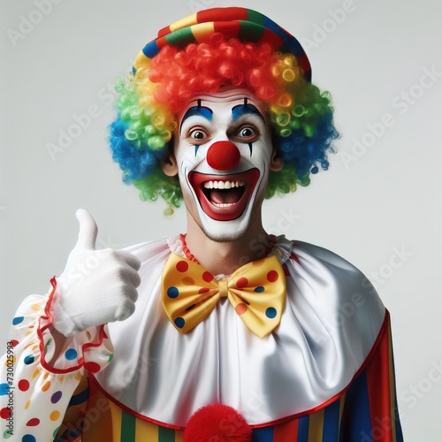 funny clown with a wig on white background
