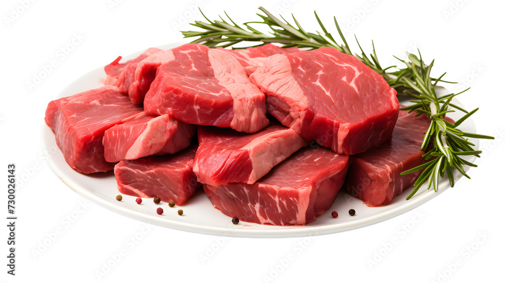 Obraz premium Raw beef meat isolated, red meat, beef, transparent PNG background