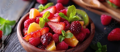 Raspberry-infused mixed fruit