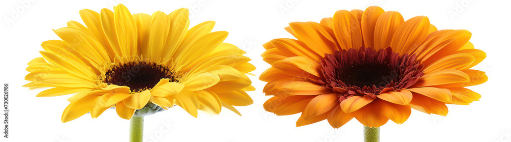 Vibrant Blooming Beauty: Yellow Daisy Head on White Background, Captivating the Essence of Summer Vibrant Blooming Beauty: Yellow Daisy Head on White Background, Captivating the Essence of Summer