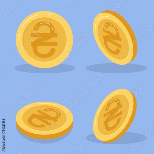 Ukrainian hryvnia gold coin vector illustration
