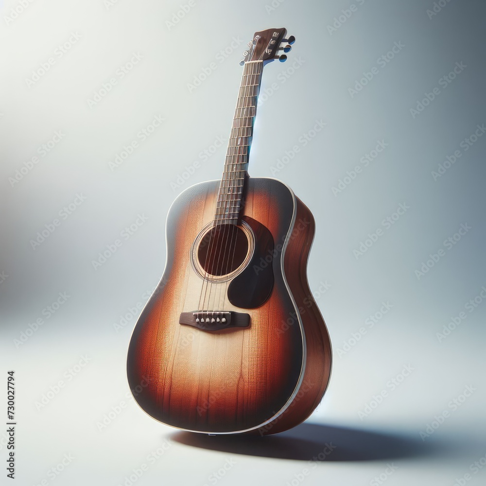 acoustic guitar on white background
